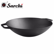 cast iron preseasoned cookware-wok pan